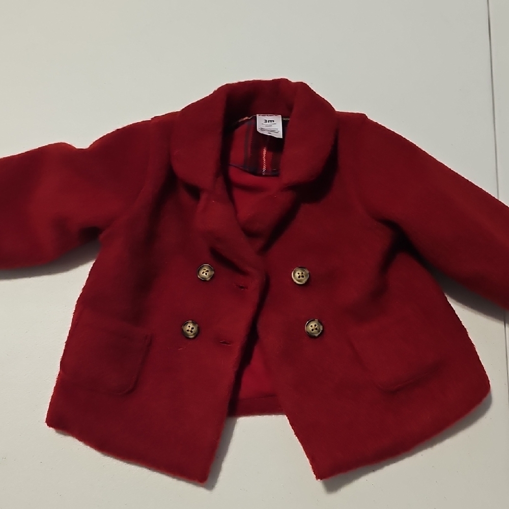 Carters Baby 0-3 Red Pea Coat